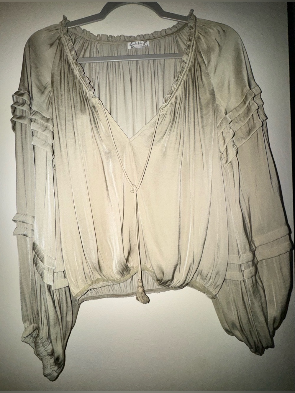 Intimately by Free People Boho Tassel Peasant Top